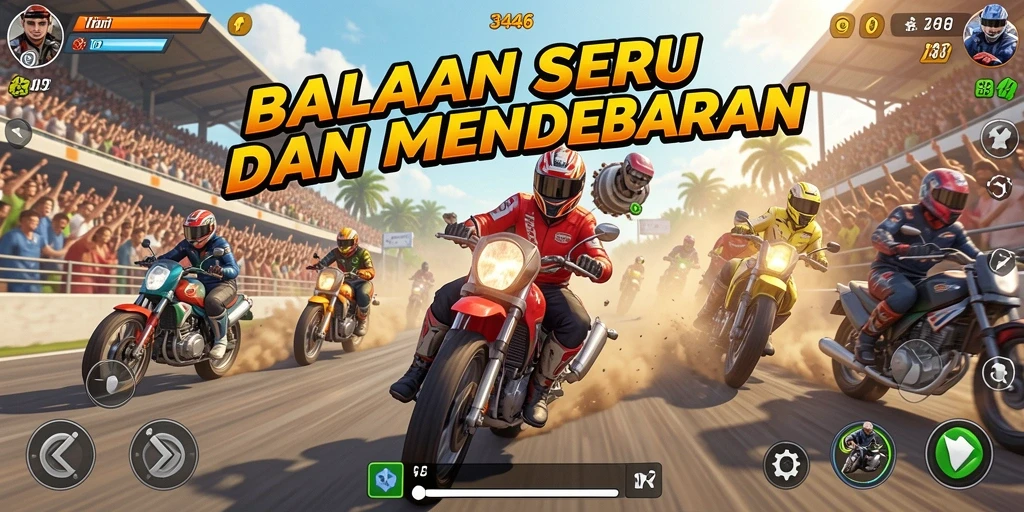 Gameplay balapan seru dari 3446 dengan grafik memukau.