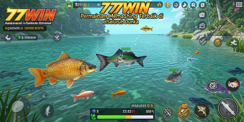 Screenshot gameplay 77WIN menampilkan aksi memancing yang seru.
