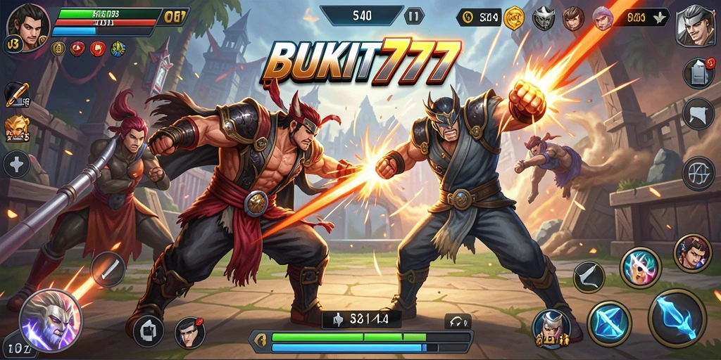 Gameplay mendebarkan di BUKIT777 dengan karakter bertarung.