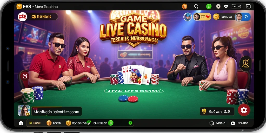 Gameplay Live Casino E88 dengan dealer langsung dan suasana kasino nyata.