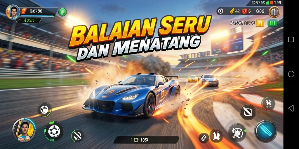 Screenshot gameplay ID6788 menampilkan mobil balap beraksi di lintasan.