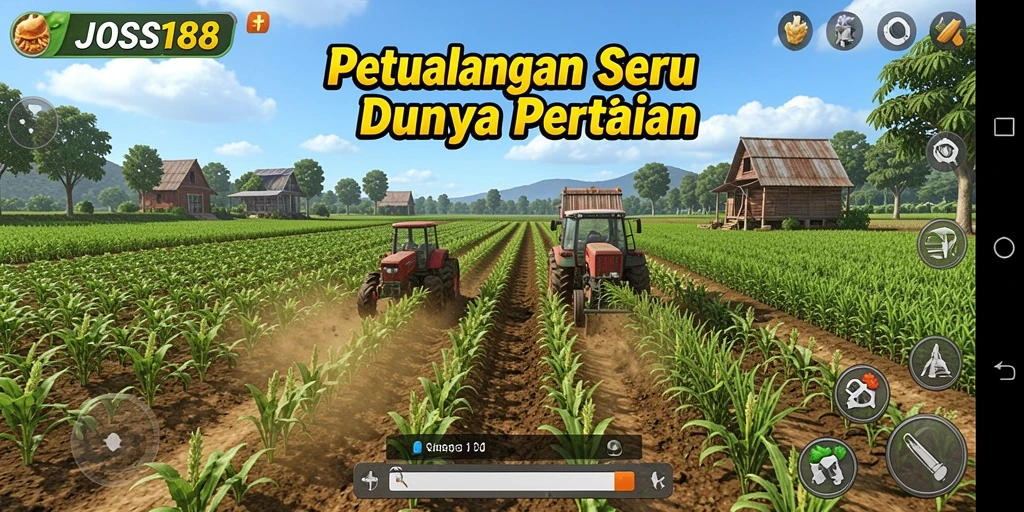 Screenshot gameplay <strong>JOSS188</strong> menampilkan lahan pertanian yang indah dan aktif.