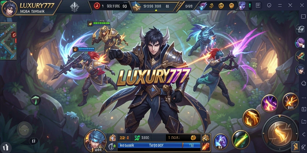 Gameplay seru LUXURY777 dalam pertempuran MOBA.