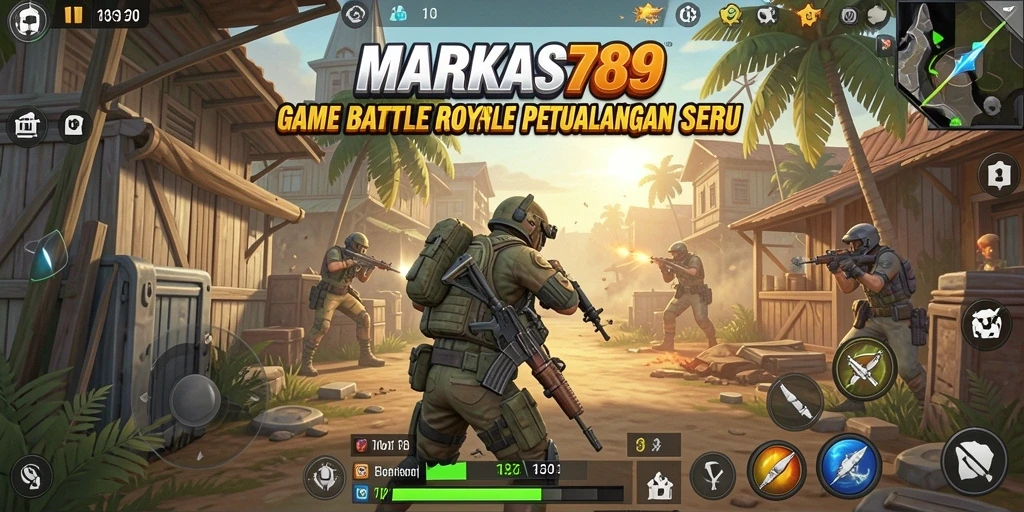 Tampilan gameplay seru di MARKAS789 dengan aksi Battle Royale yang intens.