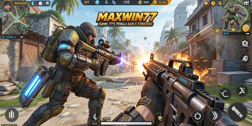 Tampilan gameplay intens di MAXWIN77 dengan aksi TPS yang mendebarkan.