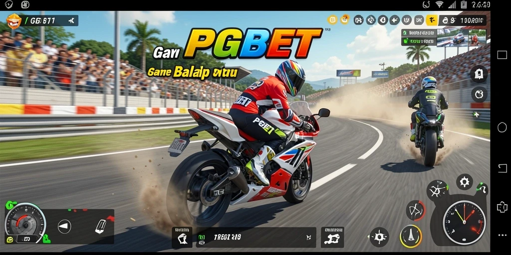Tampilan seru dari gameplay balap motor PGBET.