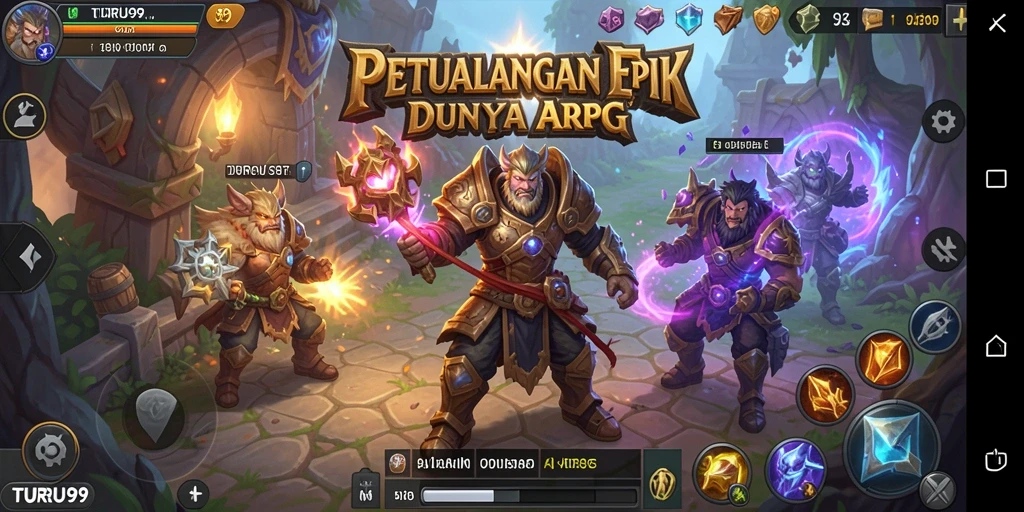 Screenshot menampilkan pertempuran seru di dunia TURU99.