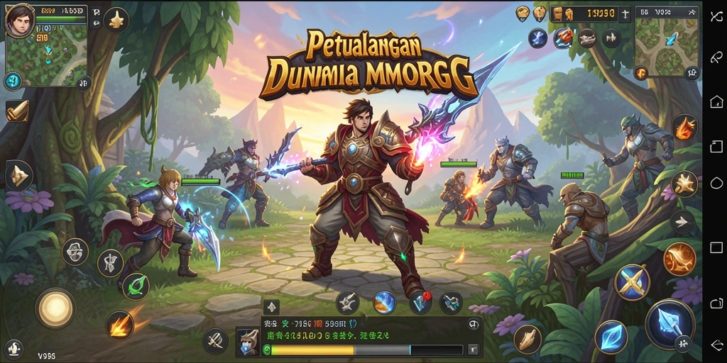 Tampilan menarik dari gameplay V98 yang penuh aksi MMORPG.