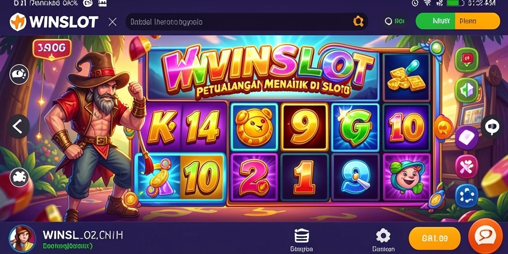 Screenshot gameplay WINSLOT menampilkan petualangan seru dengan berbagai mesin slot.