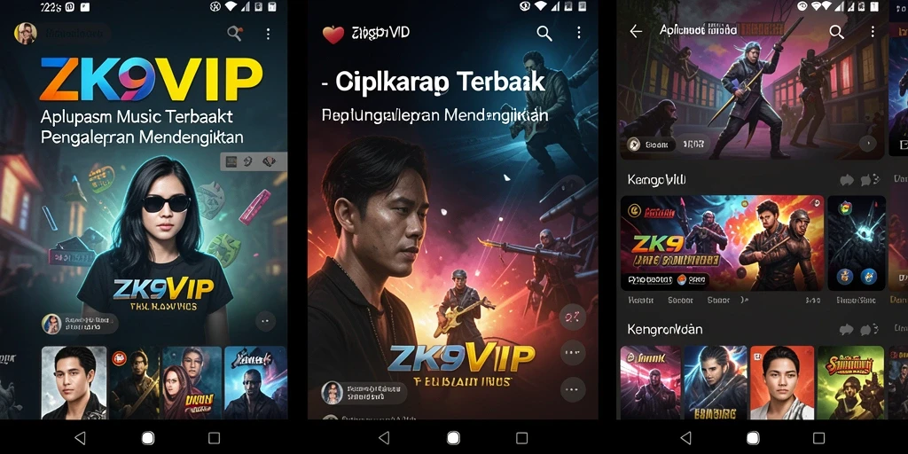 Screenshot ZK9VIP menampilkan antarmuka yang intuitif dan pilihan lagu yang beragam.