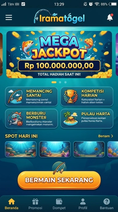 Tampilan antarmuka utama aplikasi iramatogel.